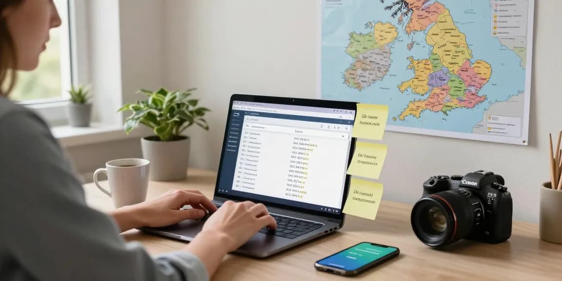 Engaged individual using a british phone number search in their home office.