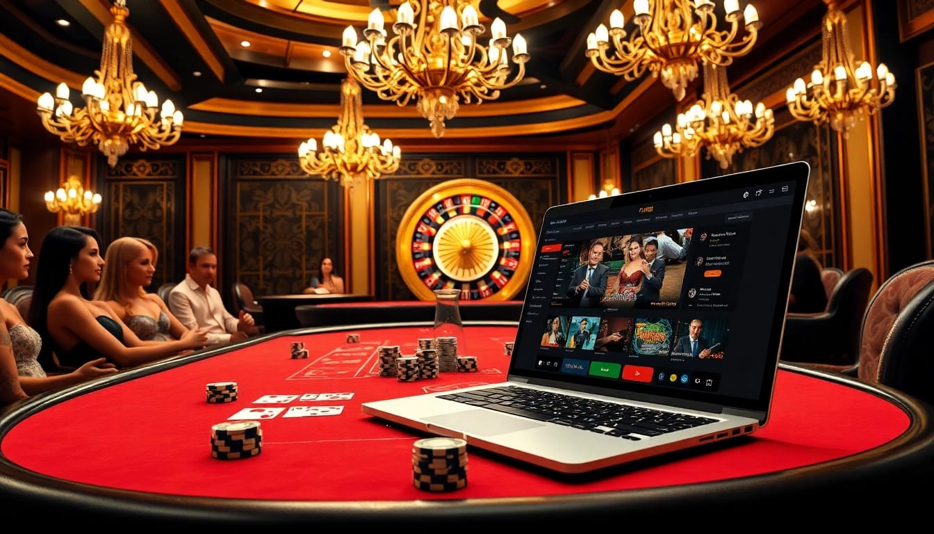 Experience the thrill of gambling with the fun88 link showcased at an elegant casino table.