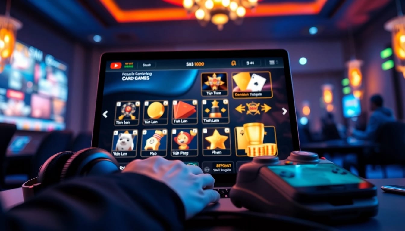 Engaging online card game experience on gamebaidoithuong.com.vc, showcasing popular titles and rewards.