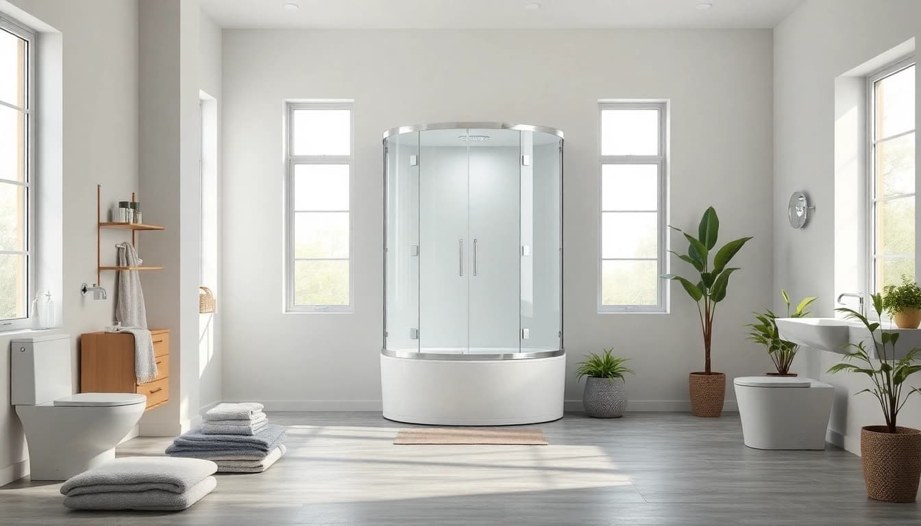 Erleben Sie die stilvolle sonni Duschkabine 90x90 in einem modernen Badezimmer mit eleganten Accessoires.