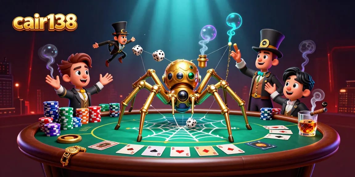 Engage with cair138's dynamic steampunk themed gambling scene featuring a golden spider and Victorian fly gentleman.