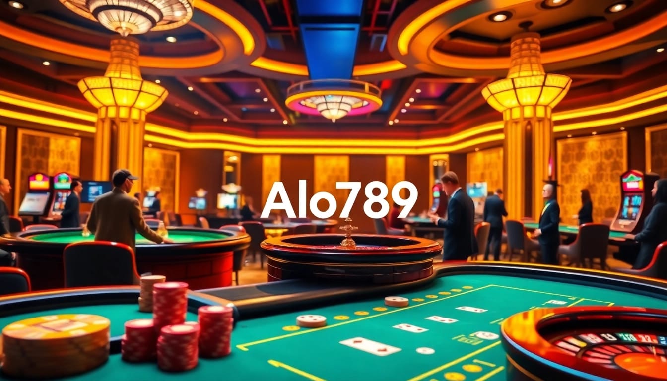 Alo789 casino table action with lively players and vibrant betting chips