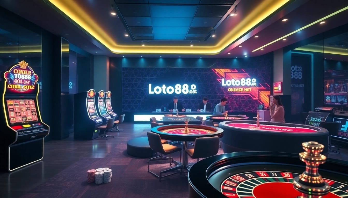Exciting online casino action at loto188.gb.net with illuminated gaming tables and vibrant chips.