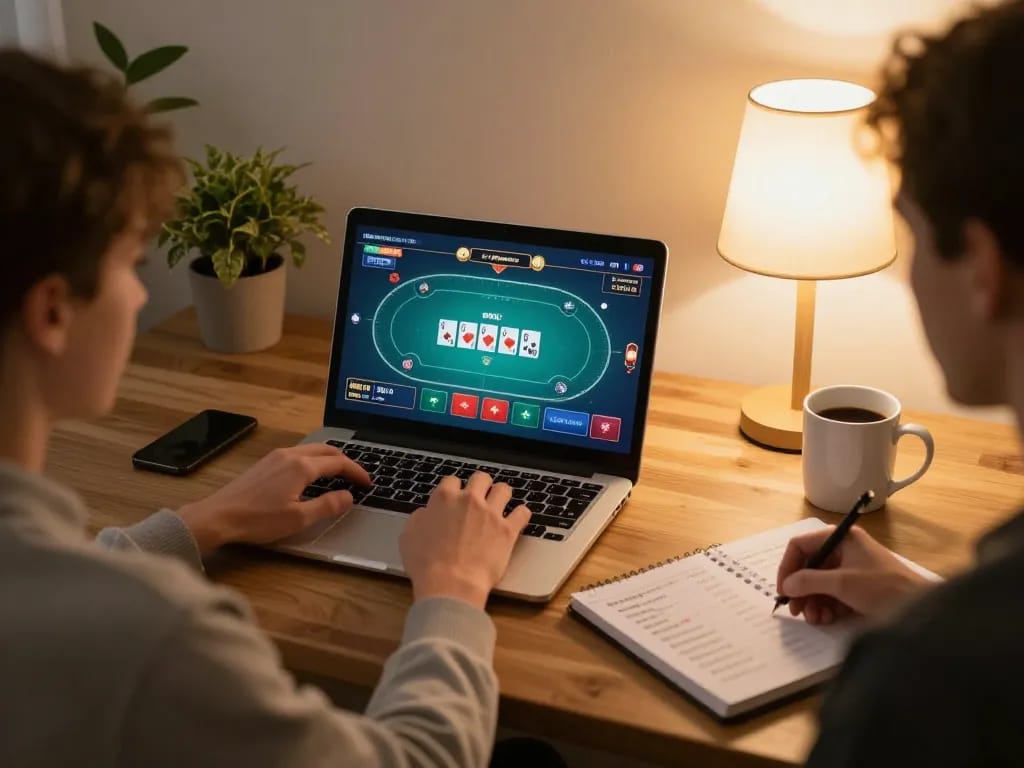Engaging in free credit rm50 no deposit opportunities while playing poker online on a cozy setup.