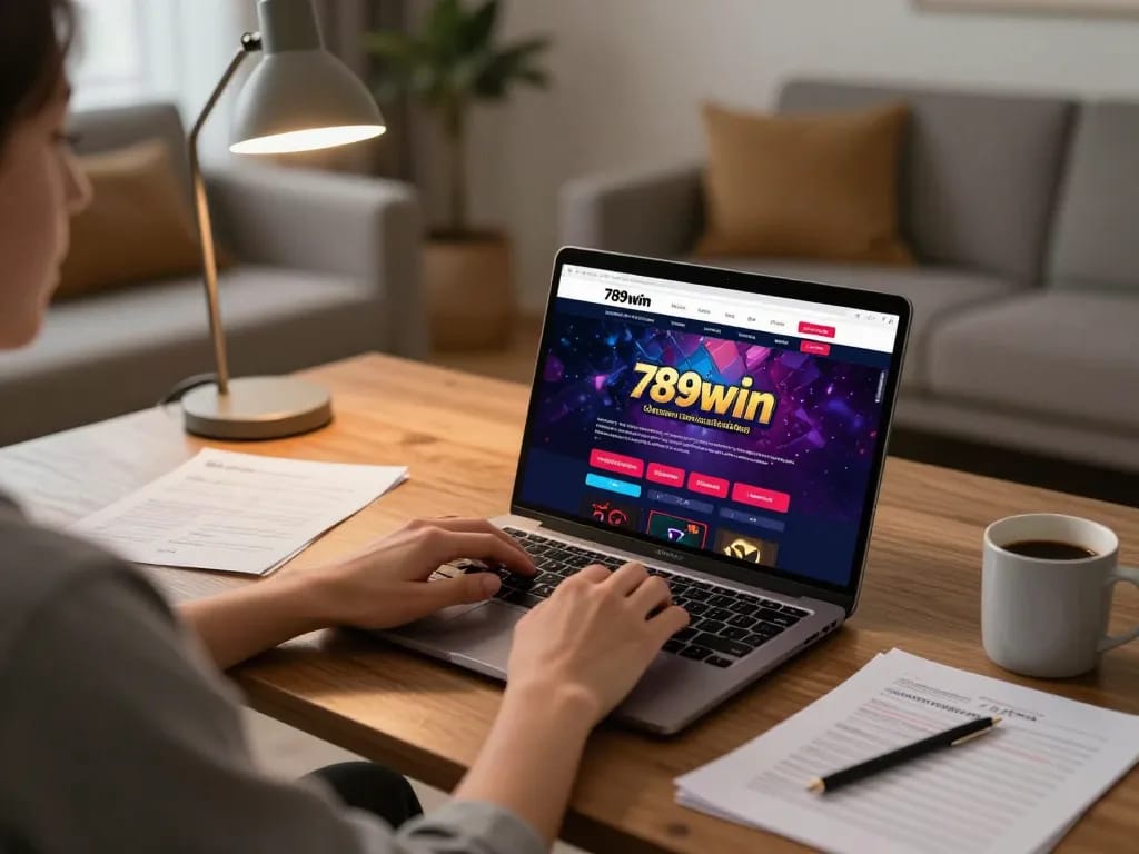 Engaging player practicing strategies at 789win club online casino setup in a cozy home.