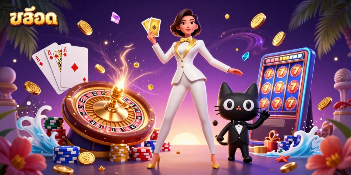 Spin the สล็อต reels and enjoy eye-catching jackpots in this vibrant casino illustration!