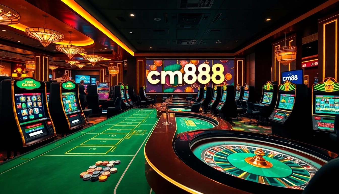 Engaging players gambling at cm88 online casino tables featuring slots and poker games.