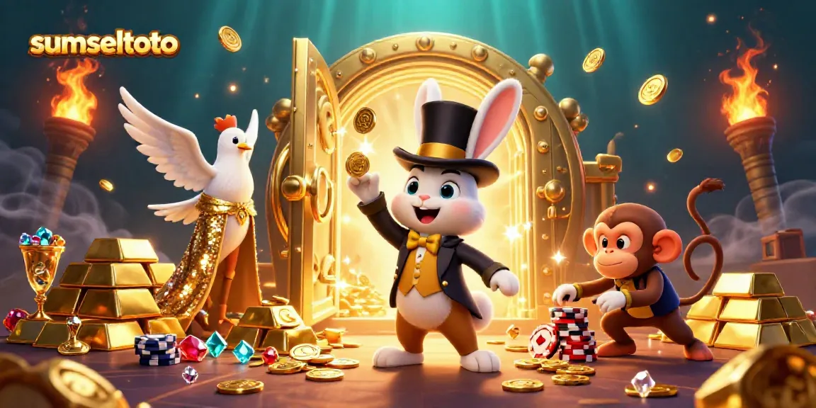 Win big with sumseltoto in this vibrant casino scene featuring magic and treasure.