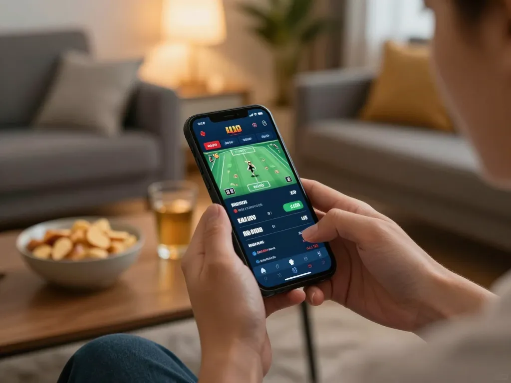 Engaging in sports betting at home using an app on https://nk88vina.app/ with real-time odds displayed
