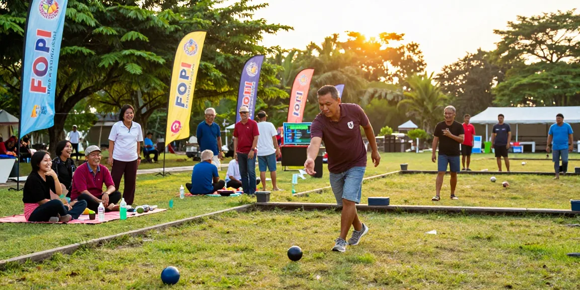 Community members enjoying a petanque tournament at fopikotakendari.org, showcasing vibrant engagement and camaraderie.