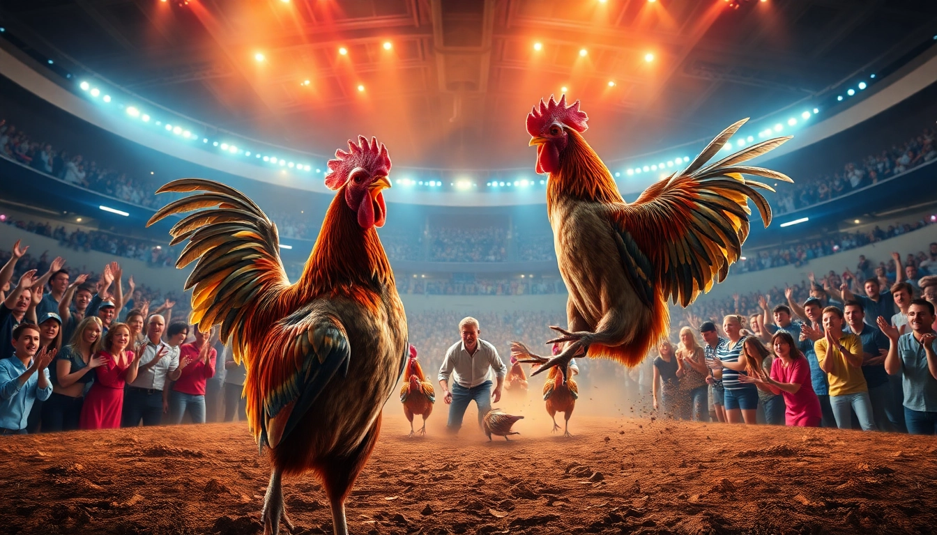 Live cockfighting event at SV368, showcasing excitement and energy on sv368win.live.