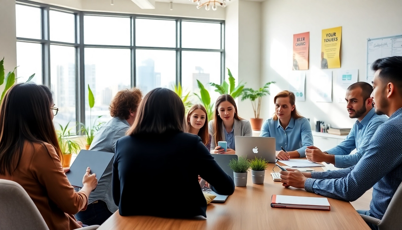 Ideal career planning session with diverse professionals in an engaging office setting.