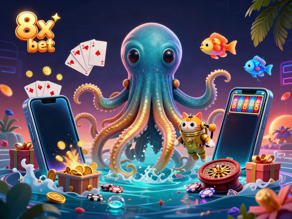 Experience thrilling wins with the 8x bet gambling excitement in this dynamic underwater scene!