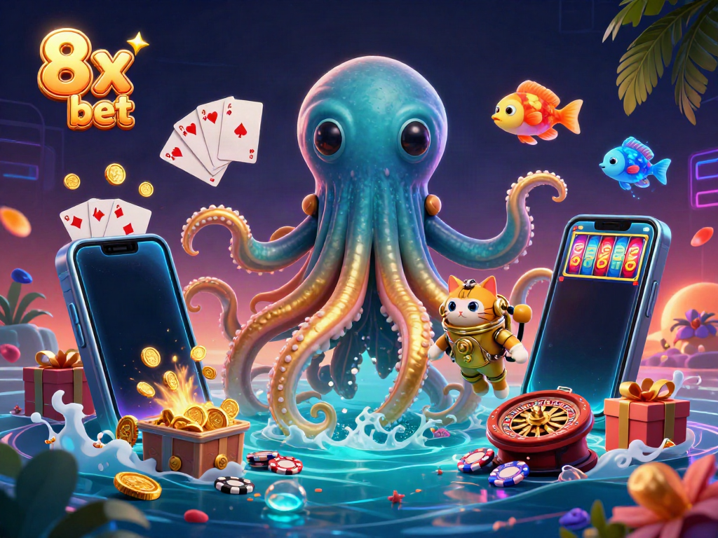 Experience thrilling wins with the 8x bet gambling excitement in this dynamic underwater scene!