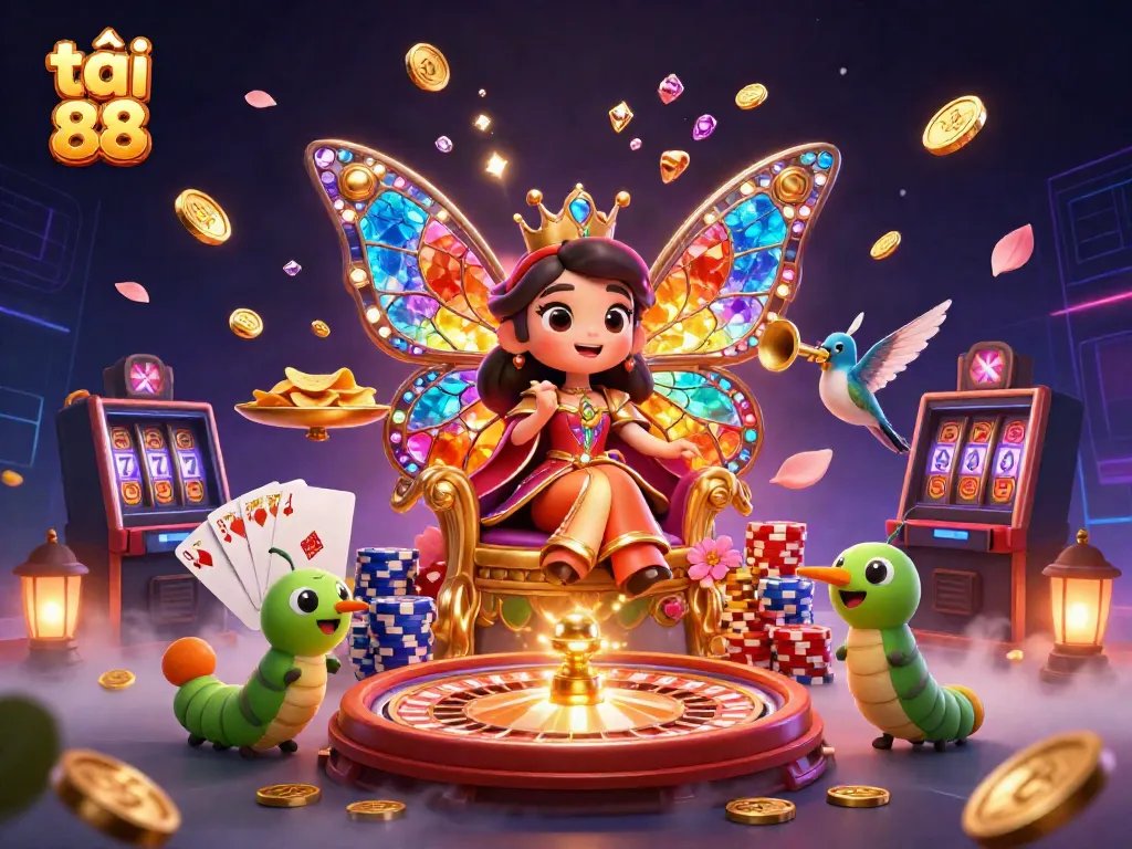 Engage in thrilling gameplay with tải go 88, showcasing vibrant casino elements and captivating characters.