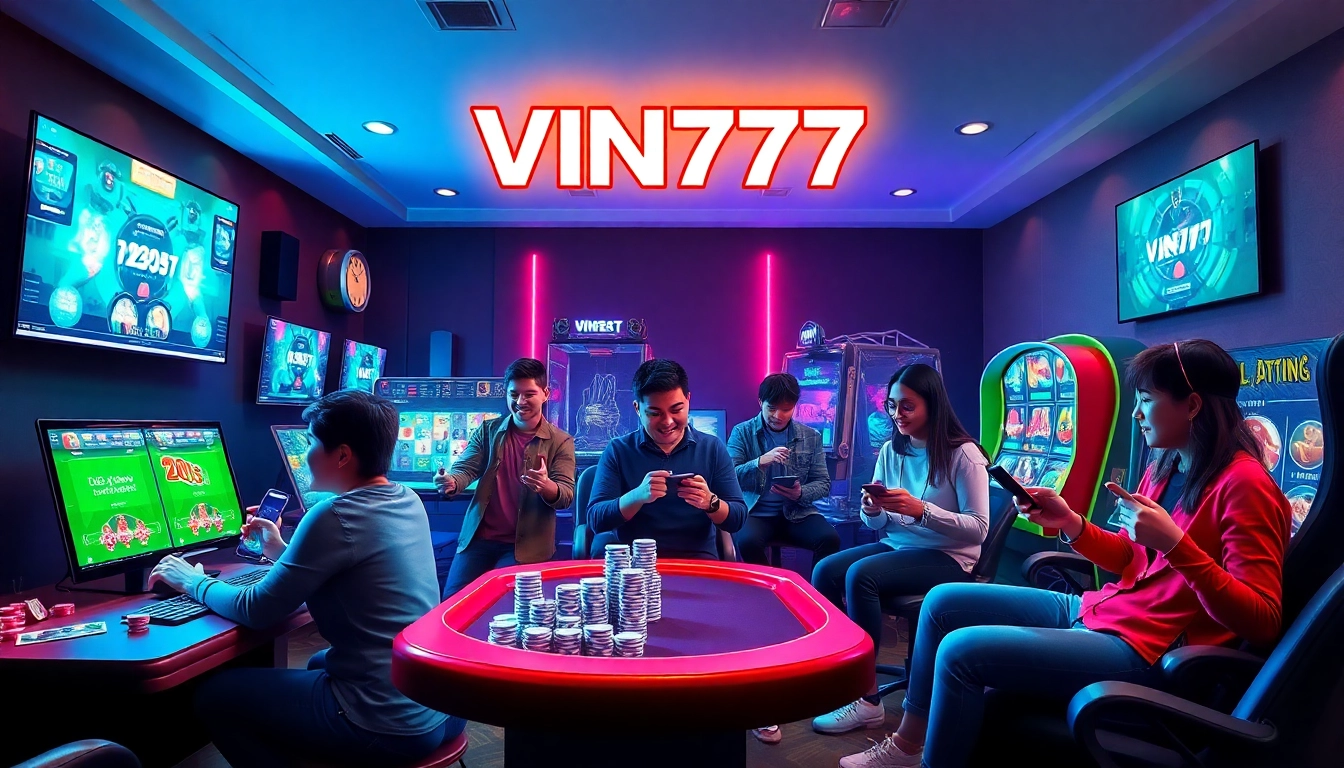 Engaging online gaming scene featuring VIN777, showcasing excitement in sports betting and casino games.