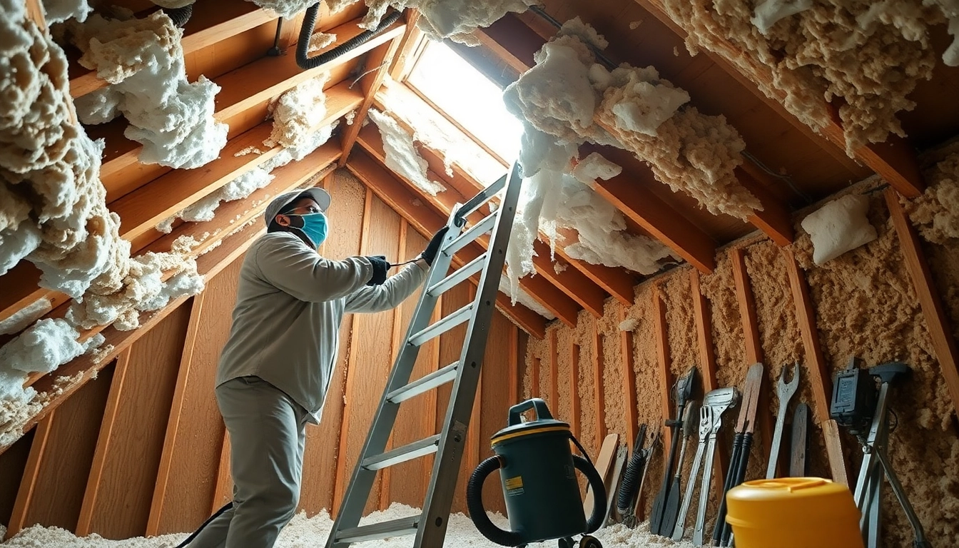 Efficient loft spray foam removal service in action by a professional technician.