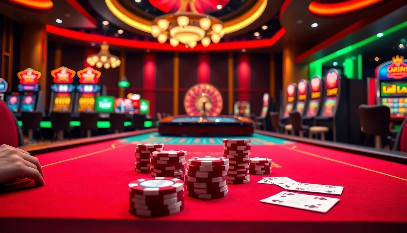 Play poker at LC 88's luxurious casino table with vibrant cards and chips.
