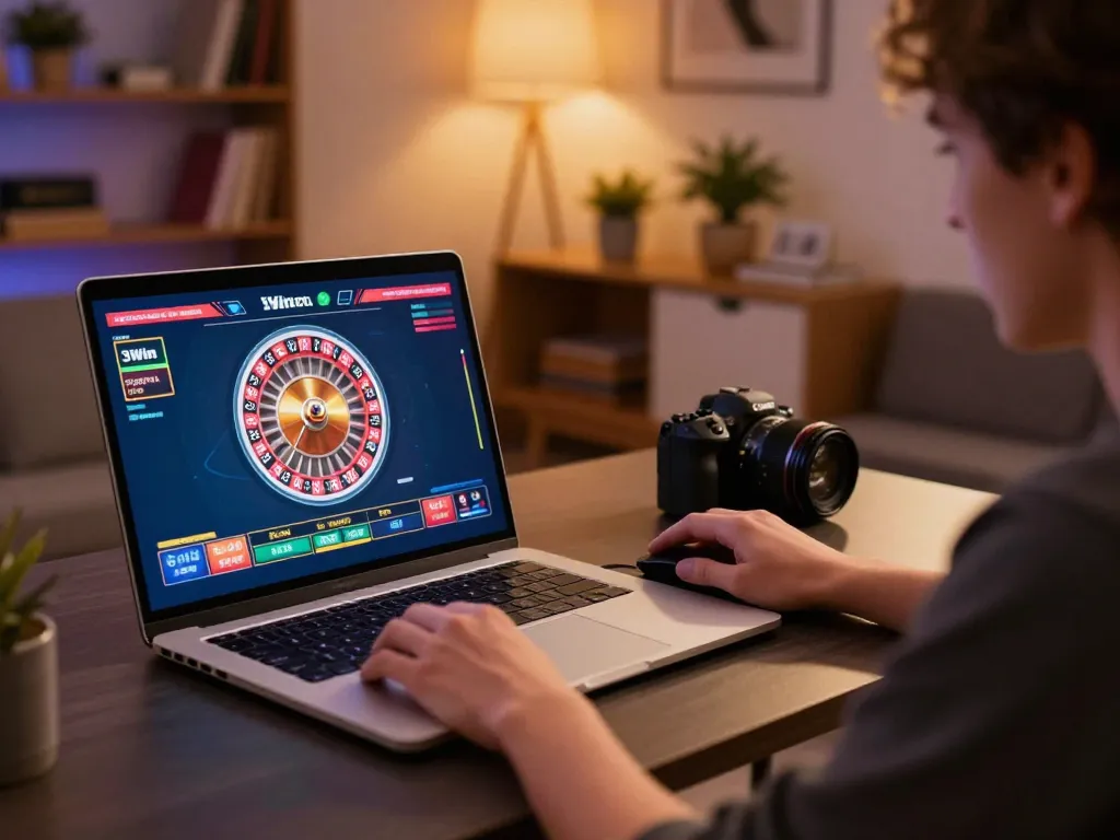 Gambler exploring vibrant roulette game at 3Win.com during online gaming session