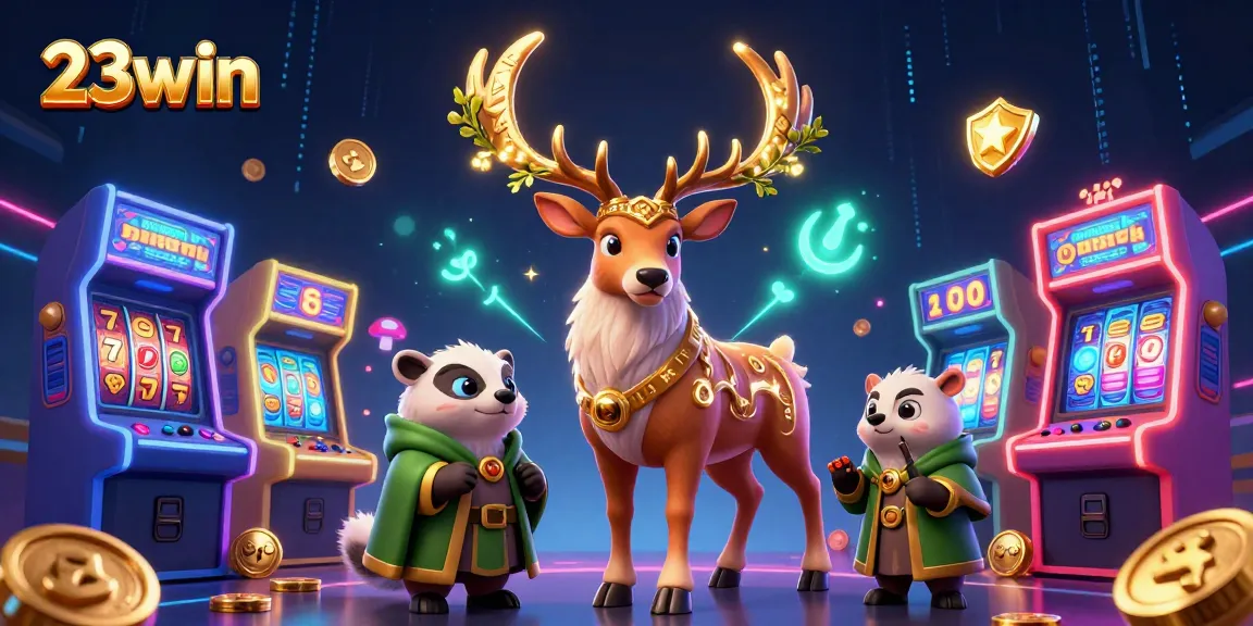 Experience the thrill of 23win with vibrant casino elements and enchanting characters.