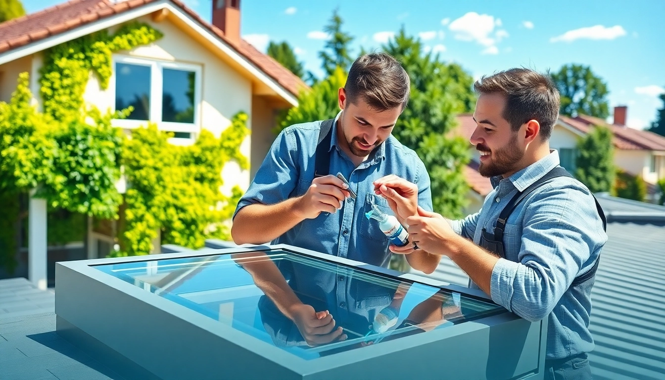 Expert Velux repairs in progress on a sunny rooftop, showcasing professionalism and quality service.