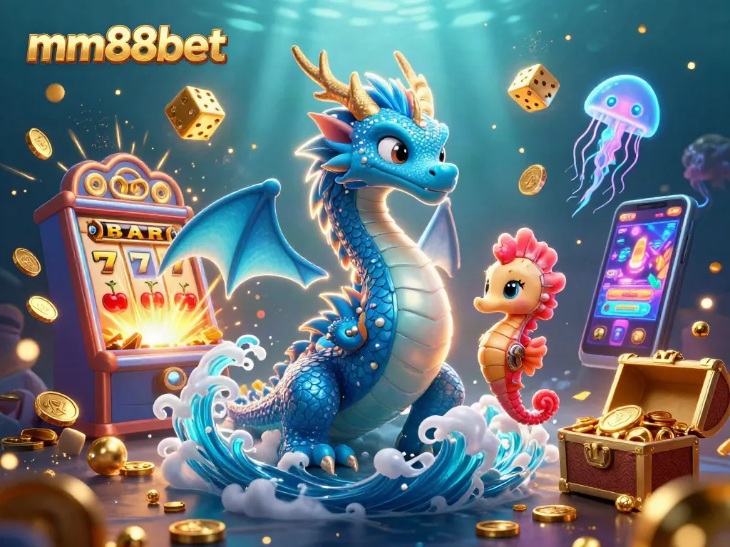 Spin to win with mm88bet's lively jackpot scene featuring dazzling 3D characters and casino elements.