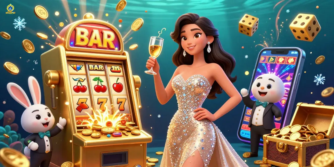Experience exciting kết quả bóng đá with a stunning illustration of a woman toasting beside a jackpot slot machine.