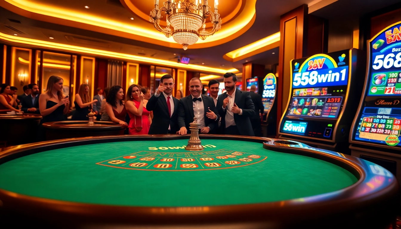 High-stakes players enjoying a thrilling poker game at 58win1 casino table.