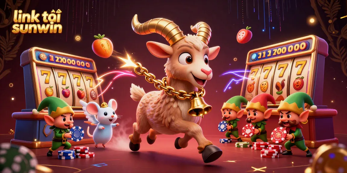 Spin to win with link tải sunwin in an engaging 3D casino scene featuring lively characters.