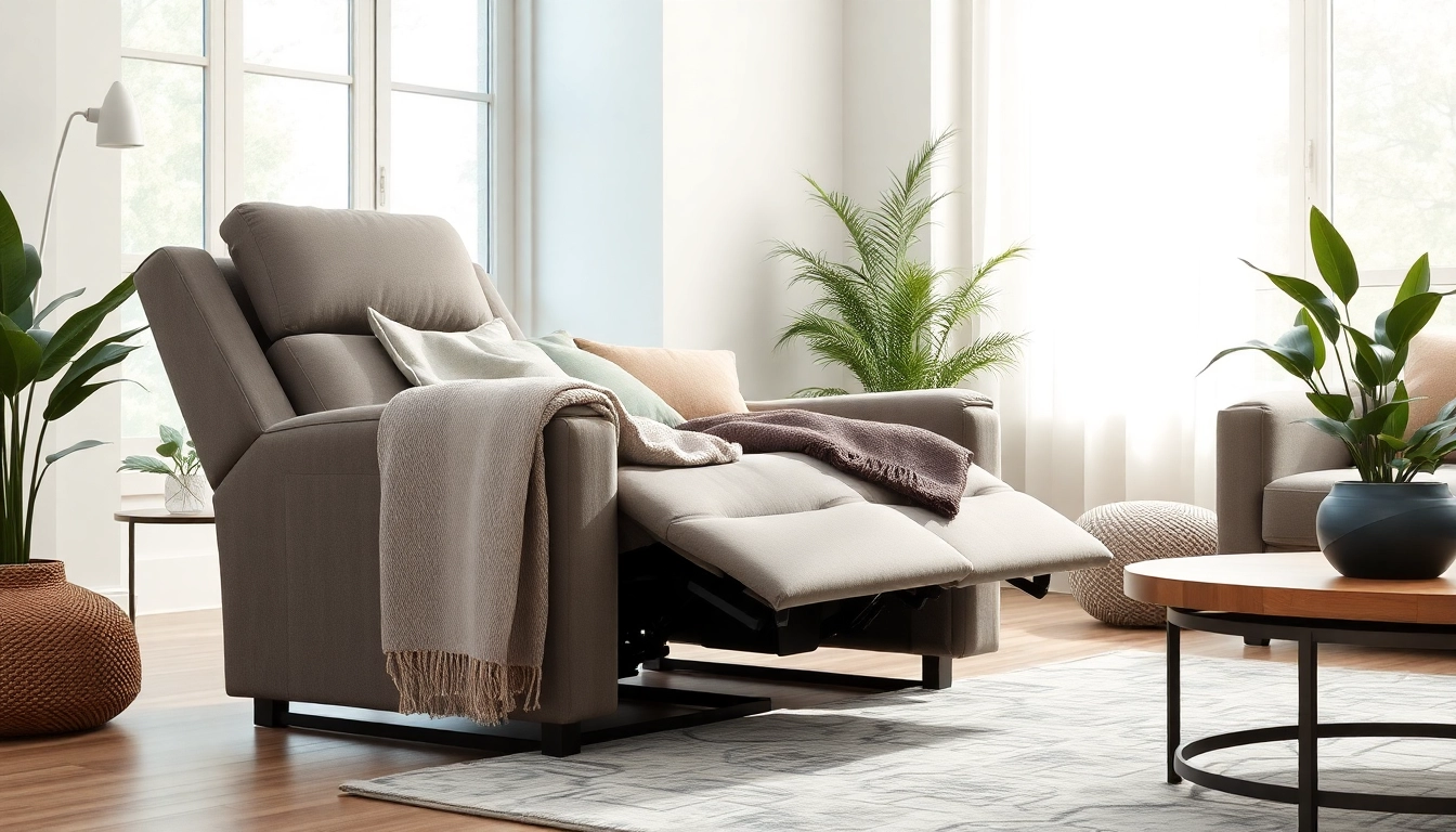Cozy recliner sleeper chair showcasing its reclining feature in a beautifully lit living room.