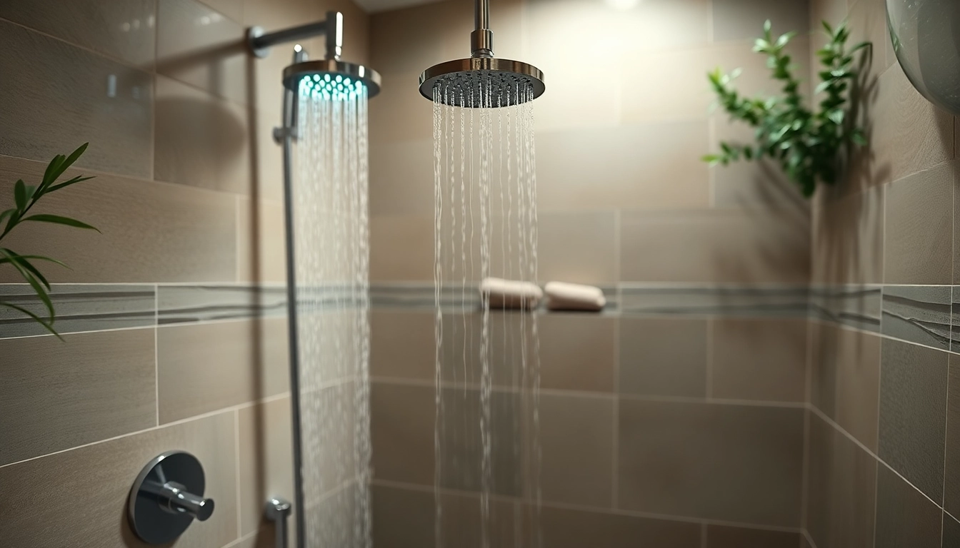 Experience luxurious elegant showers with modern design and natural ambiance.