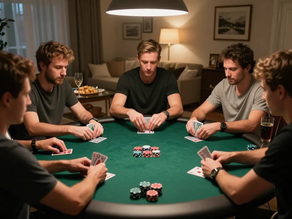 Players enjoying poker night at home while engaging with SHBET COM for gaming strategies
