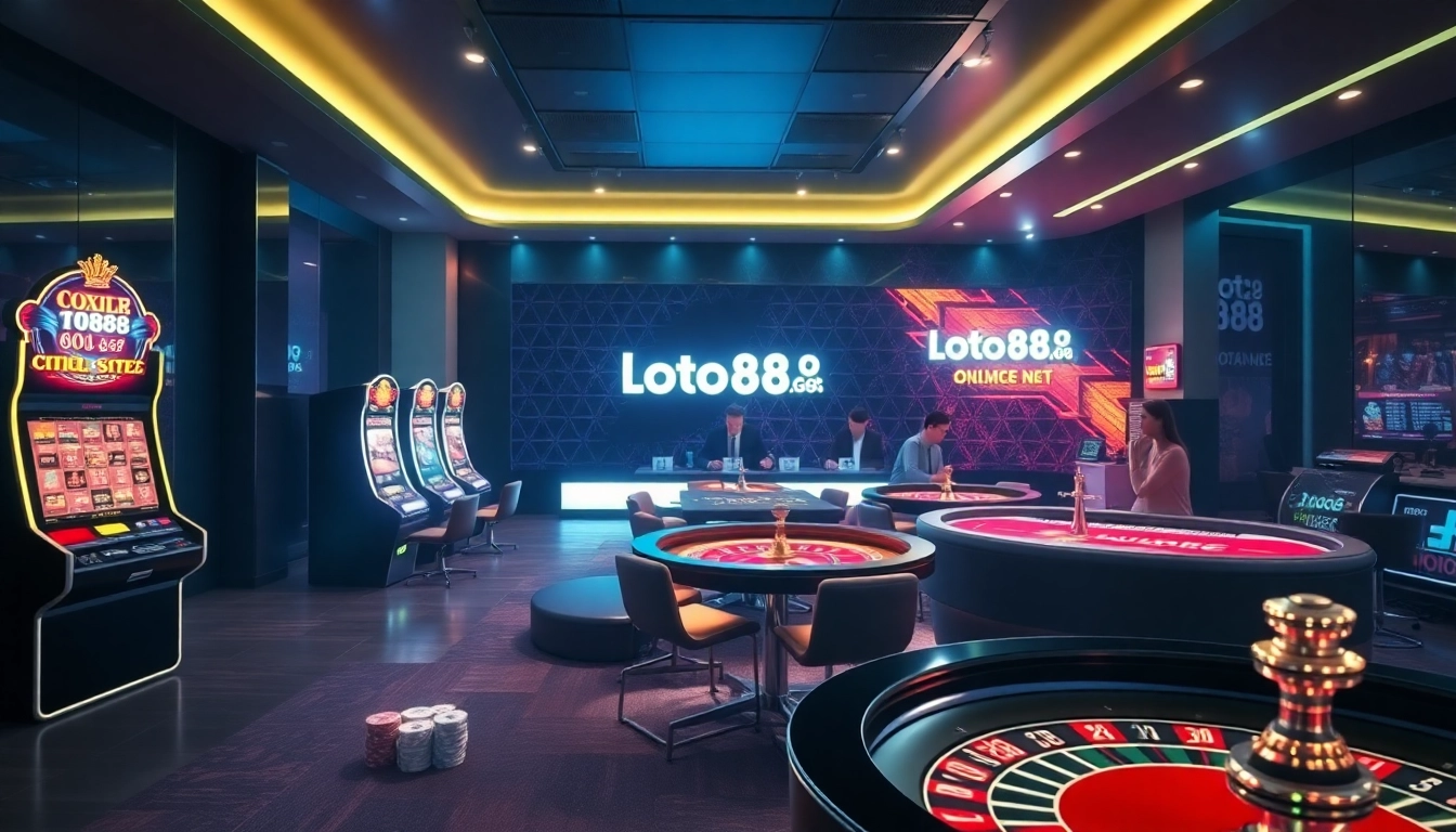 Exciting online casino action at loto188.gb.net with illuminated gaming tables and vibrant chips.