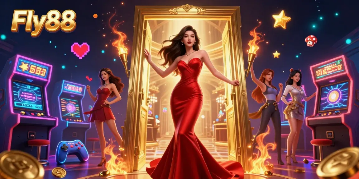 Experience the thrill of Fly88 at a vibrant casino with premium gaming elements and luxurious ambiance.