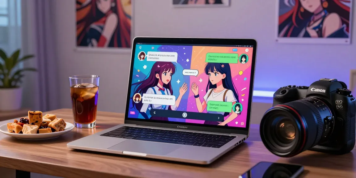 Engaging AI chat hentai interaction on modern laptop screen with vibrant graphics.