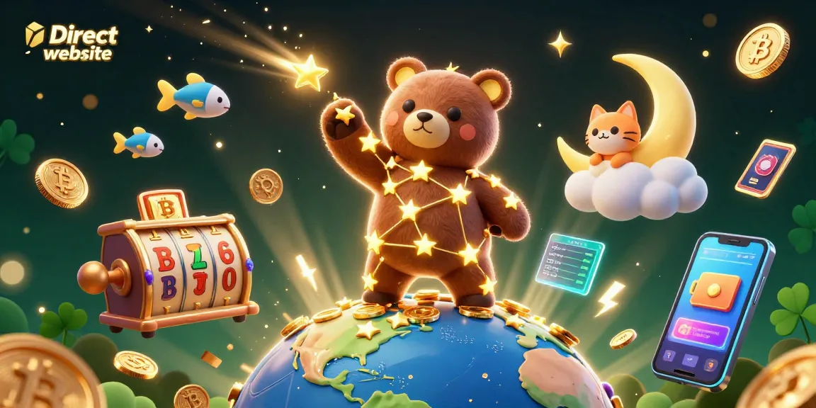 Experience the excitement of winning at the Direct website with vibrant slot reels and gold coins.