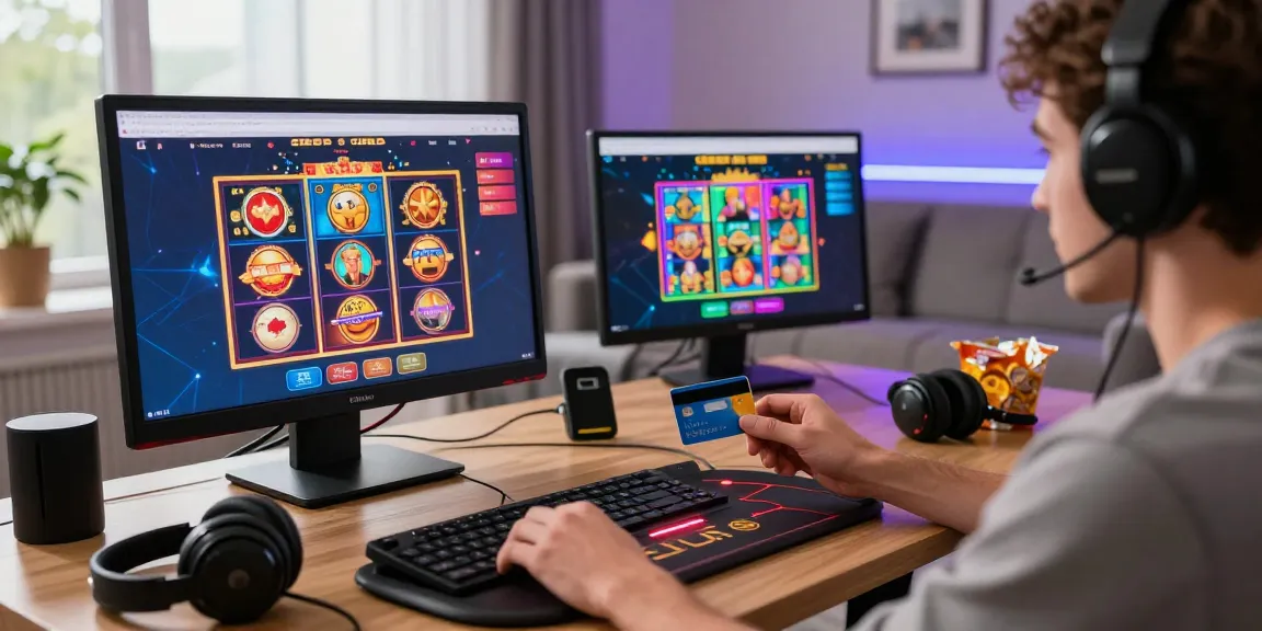 Experience the thrill at a credit card casino with colorful games and a lively atmosphere.