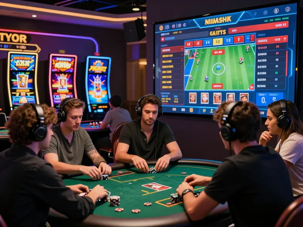 Exciting online gambling experience at 8KBET with players engaged in games and vibrant visuals.