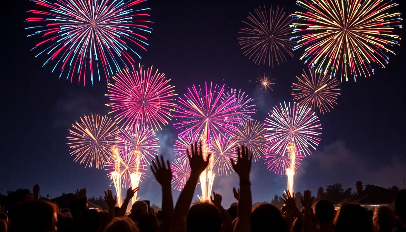 Enjoy the spectacle of cheap fireworks near me illuminating the night sky with vibrant color.