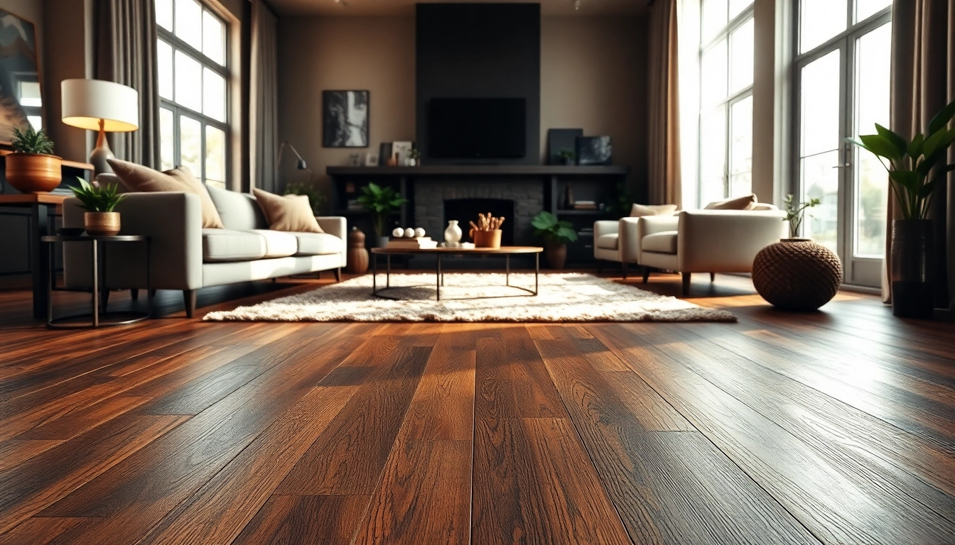 Beautiful living room showcasing vinyl plank flooring in a cozy, modern setting.