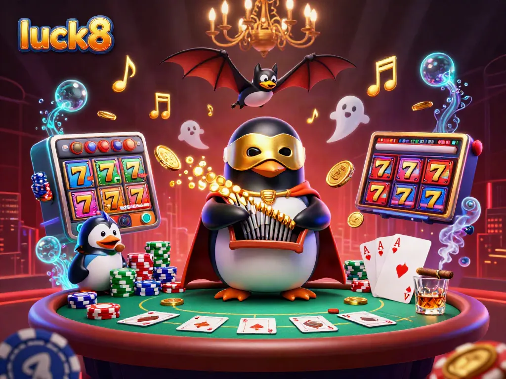 Experience luck8's thrilling jackpot moment with a phantom penguin and stellar game elements.