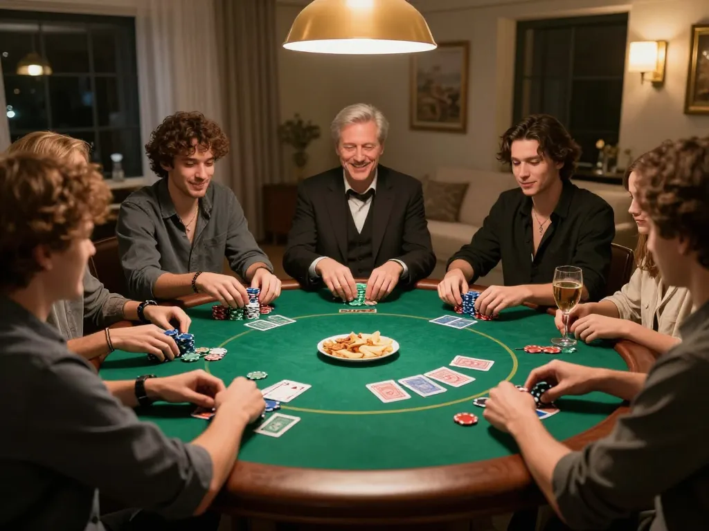 Friends engaged in a strategic poker game at home, embodying the spirit of C168 gaming.