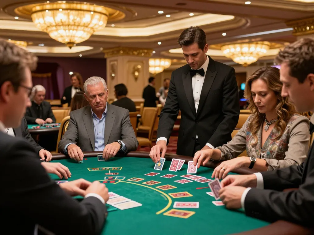 Players engaging in a strategic blackjack game at an upscale casino table, showcasing the excitement of sc88.