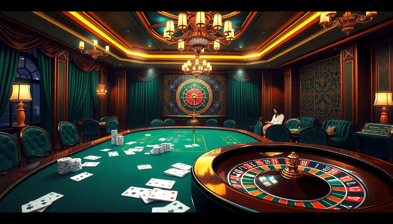 Exciting gaming scene at Nhà Cái QQ88 featuring luxurious casino elements and engaging gameplay.