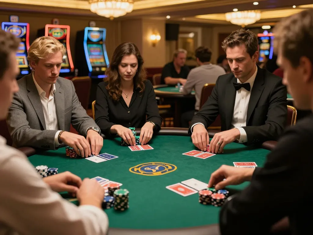 Players strategizing at a TR88 poker table, showcasing high stakes and competitive atmosphere.