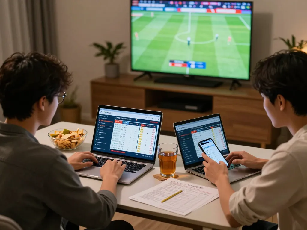 Keonhacai5 users making strategic sports bets on modern devices during a live match.