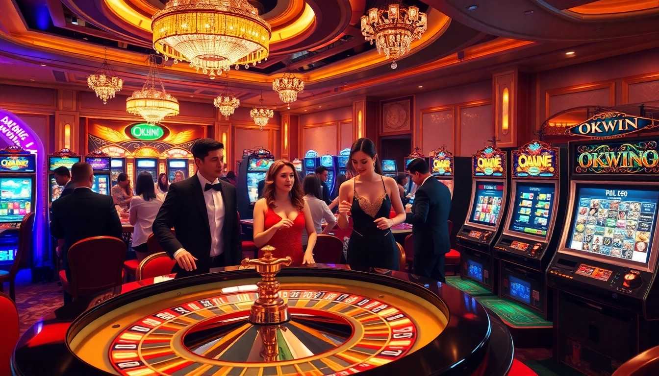 Players enjoying thrilling games at OKWIN's luxurious online casino.