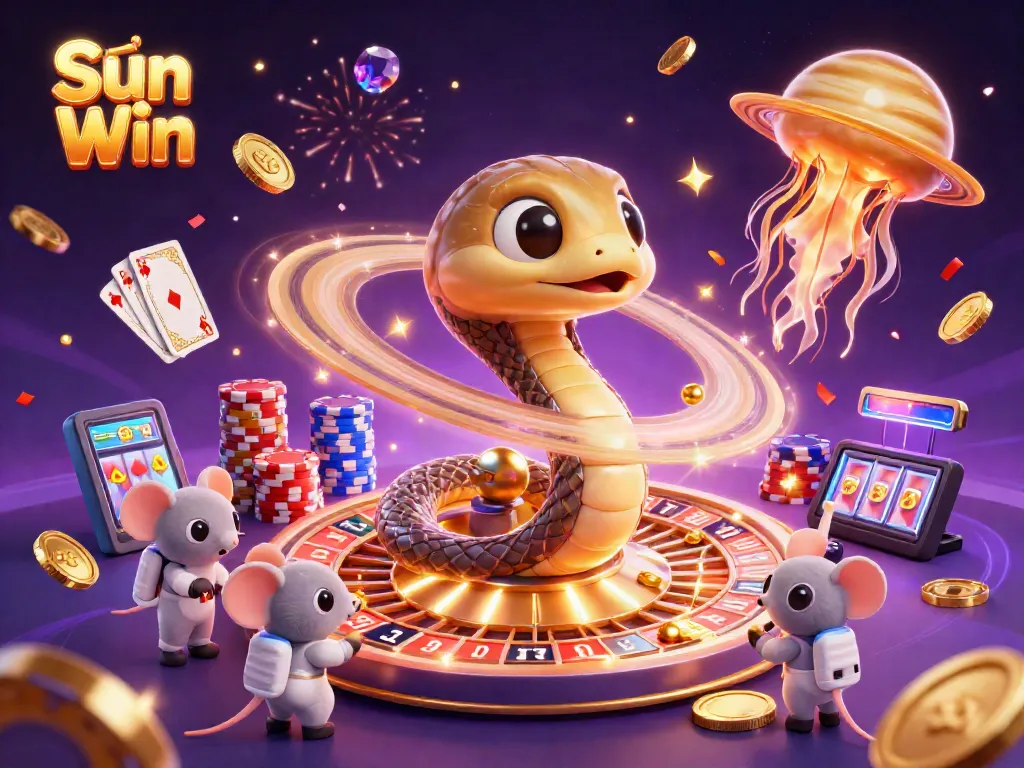 Bet big with Sun Win, featuring vibrant cosmic casino elements amidst sparkling excitement.